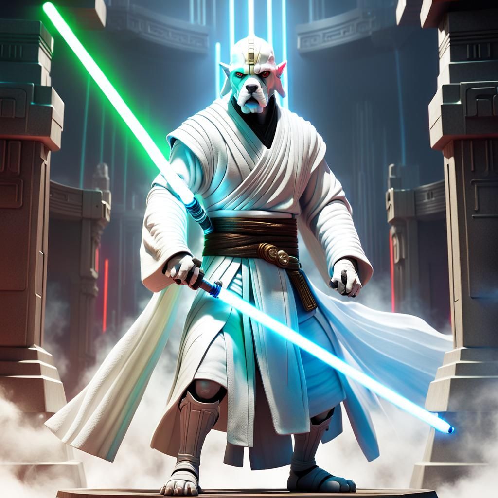 Dogo Argentino Jedi Warrior in 3D Digital Art
