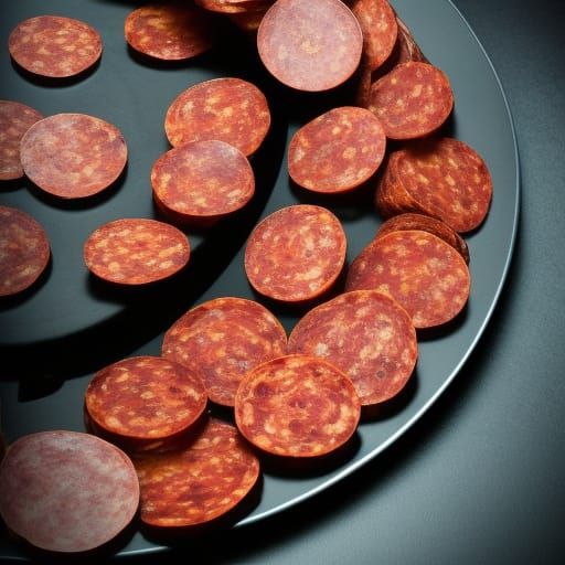 Dramatic Close-up of Sliced Chorizo on Plate