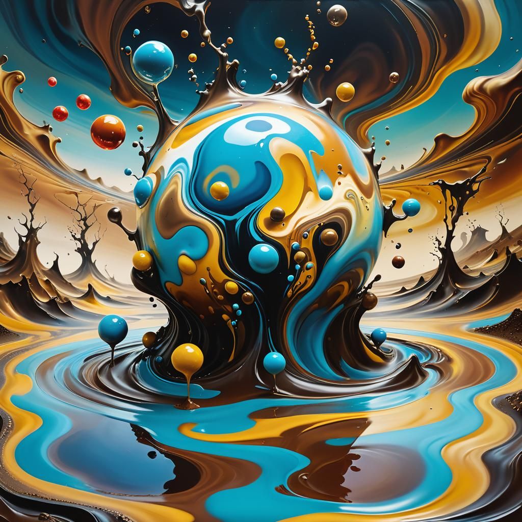 Earth Elementals Dancing in Surrealist Oil Painting