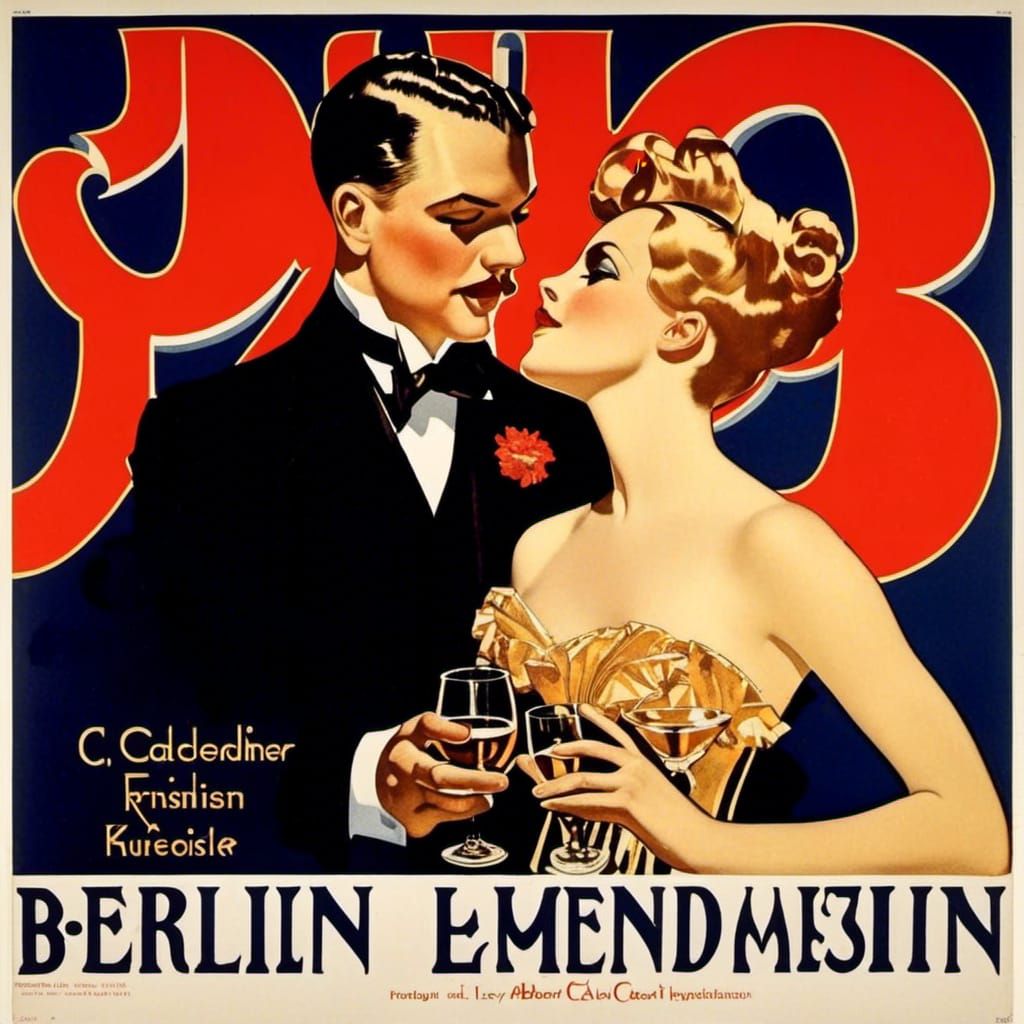 Dramatic Cabaret Scene in German Expressionist Style