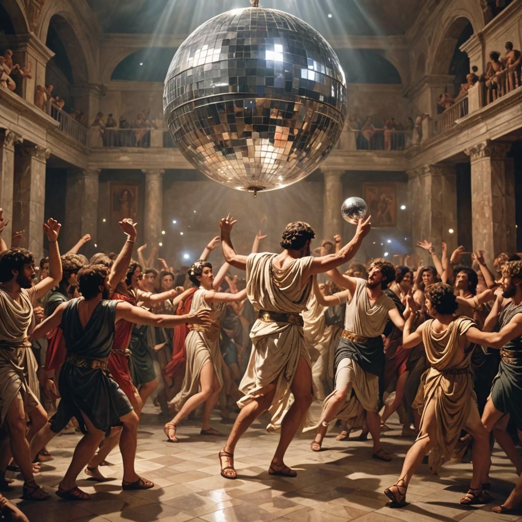 Ancient Romans Dancing Under Disco Ball