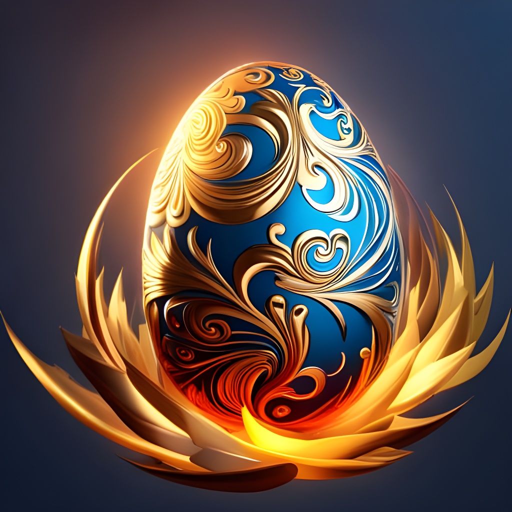 Glowing Egg in Golden Flower: Fantasy Concept Art