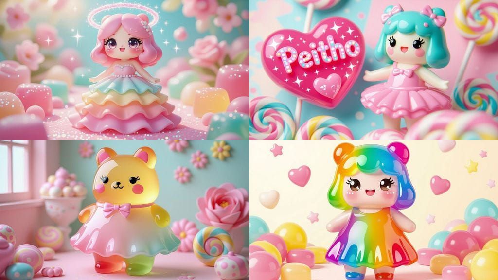 Sugary Gummy Goddess in Colorful Jelly Dress