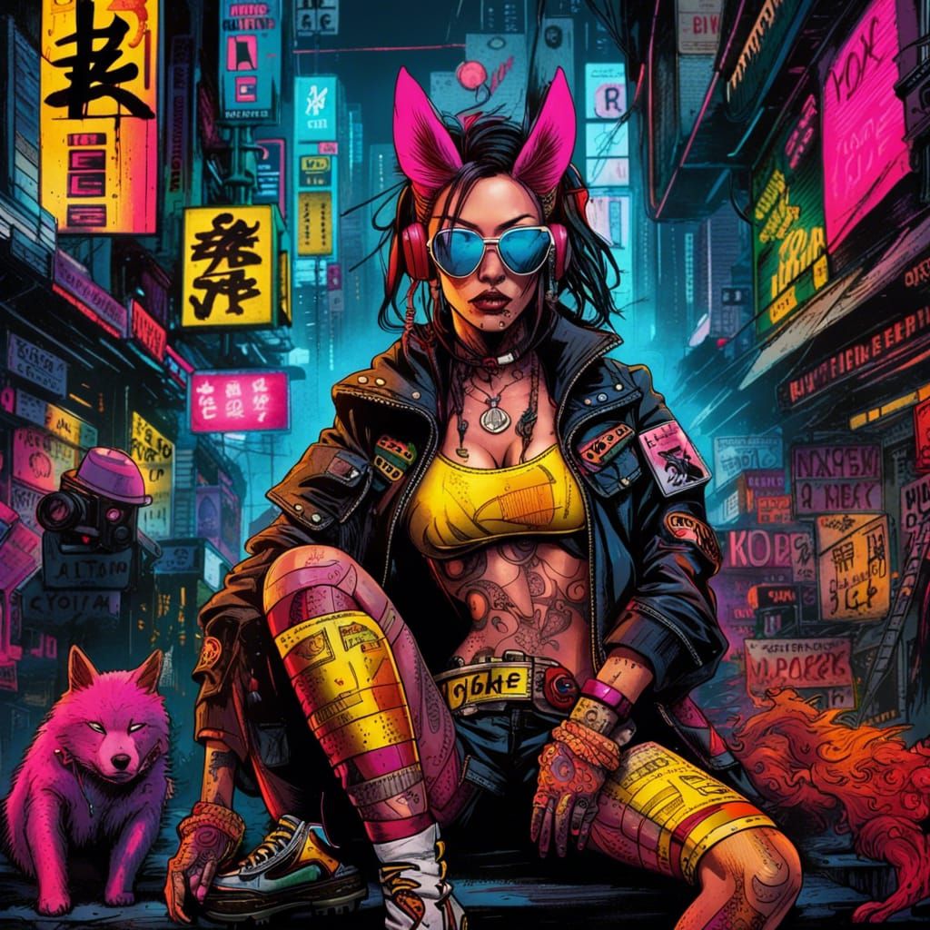 Cyberpunk Assassin Concept Art in Gritty Vivid Colors