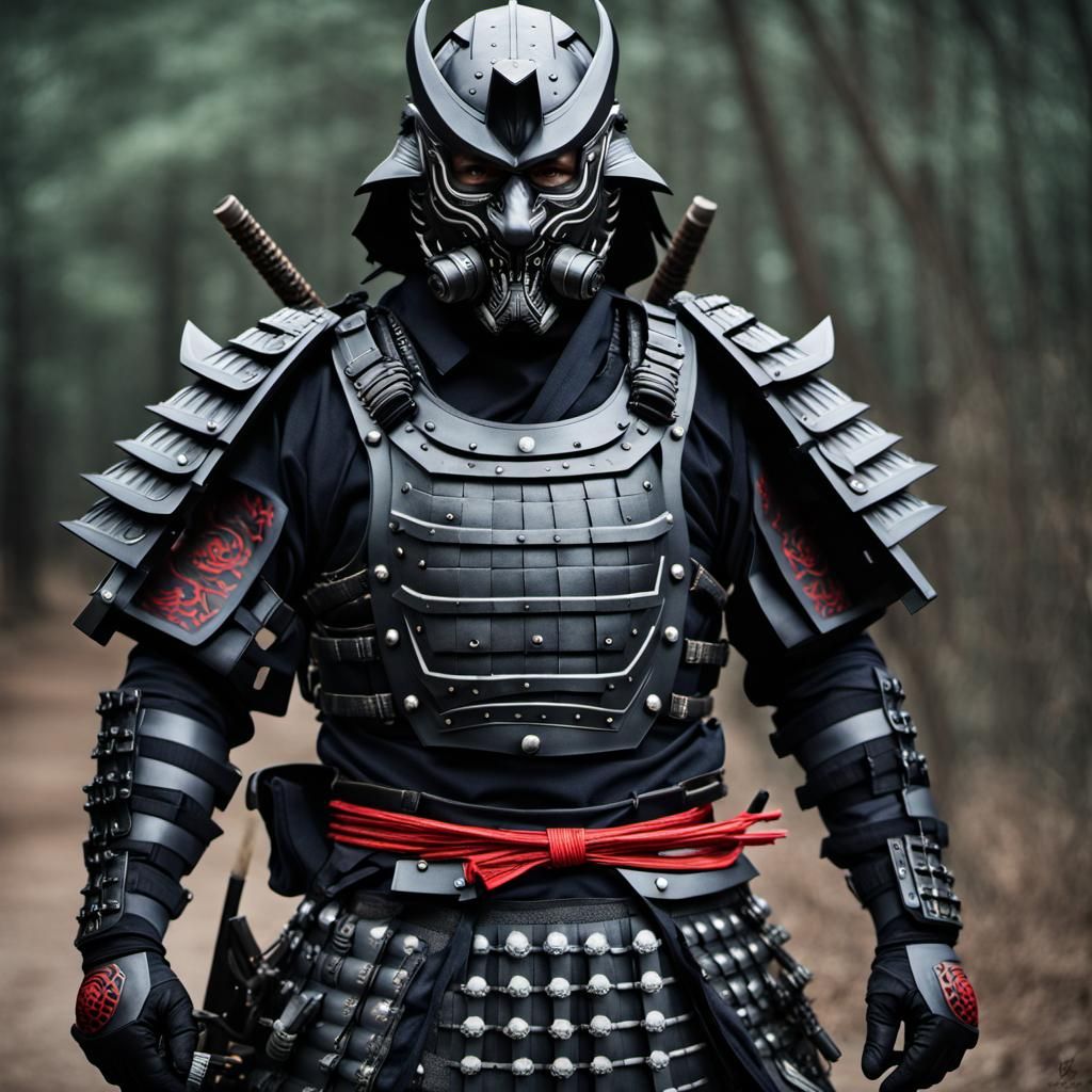 Futuristic Samurai Commando with Wolf Mask Armor