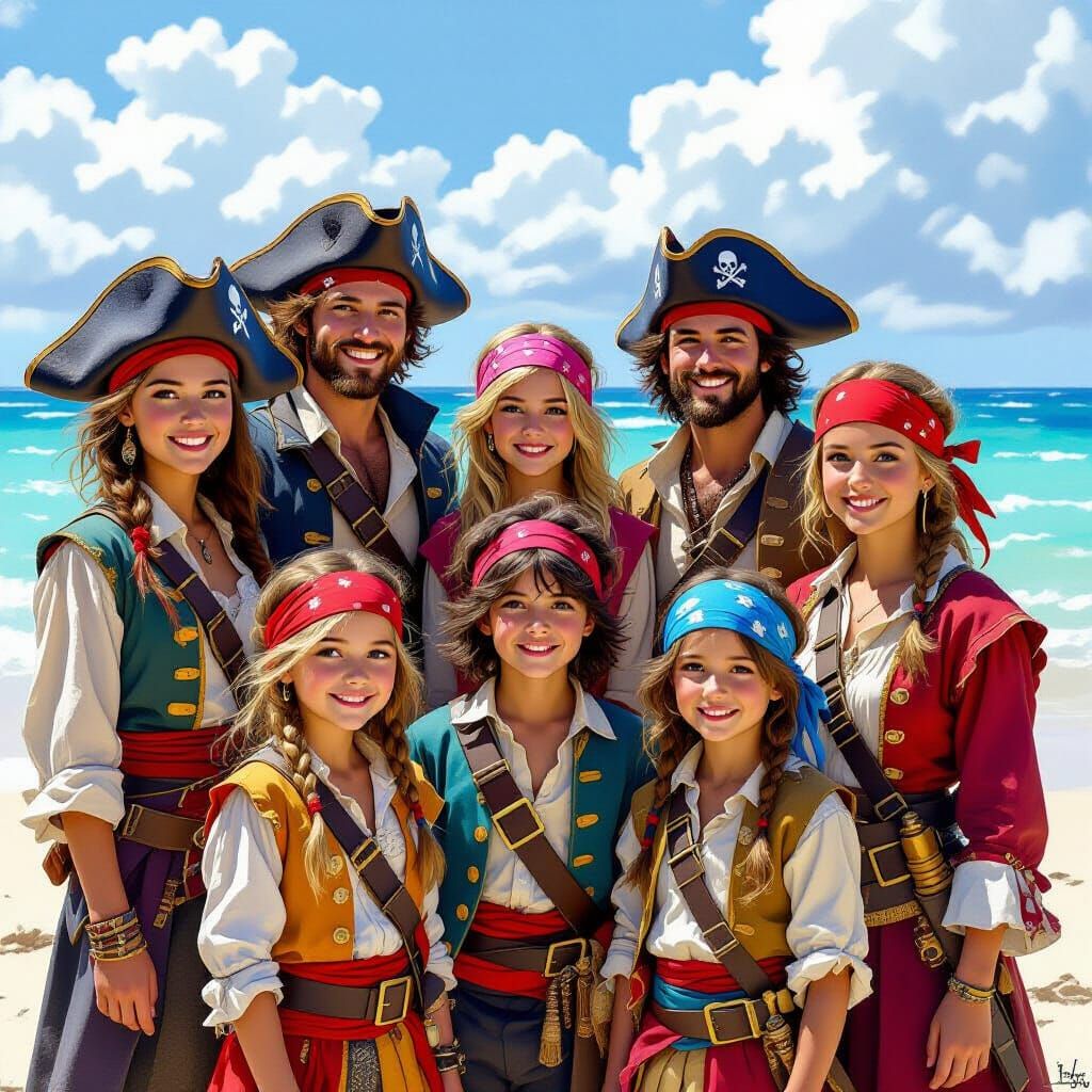 Young Pirate Adventurers on Deserted Island