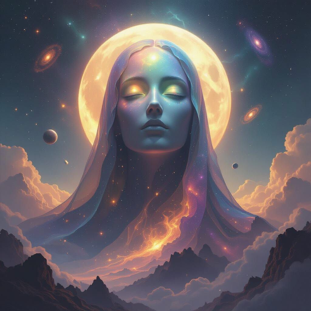 Majestic Cosmic Entity in Divine Light