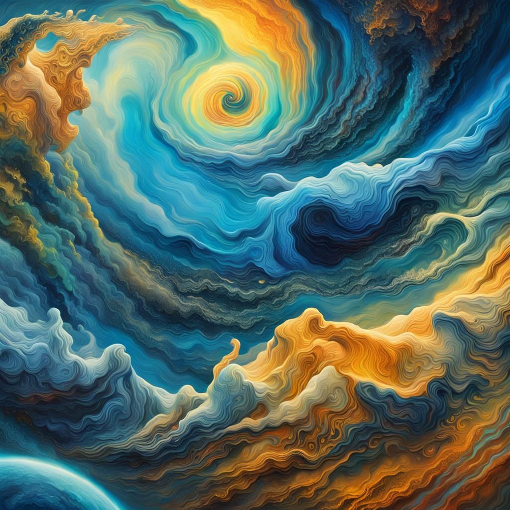 Surreal Earth: A Vibrant Oil Painting from Space