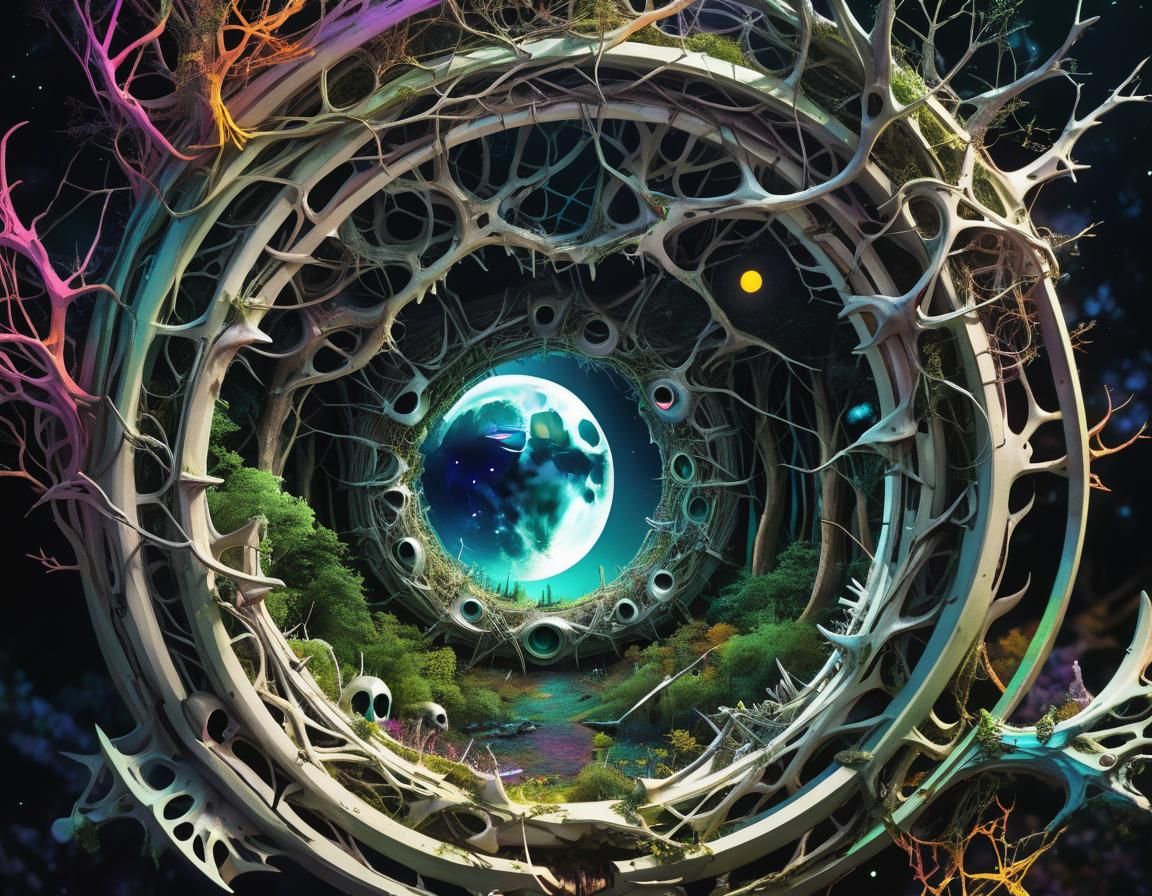 Creepy Weirdcore Arcology with Moon Portal