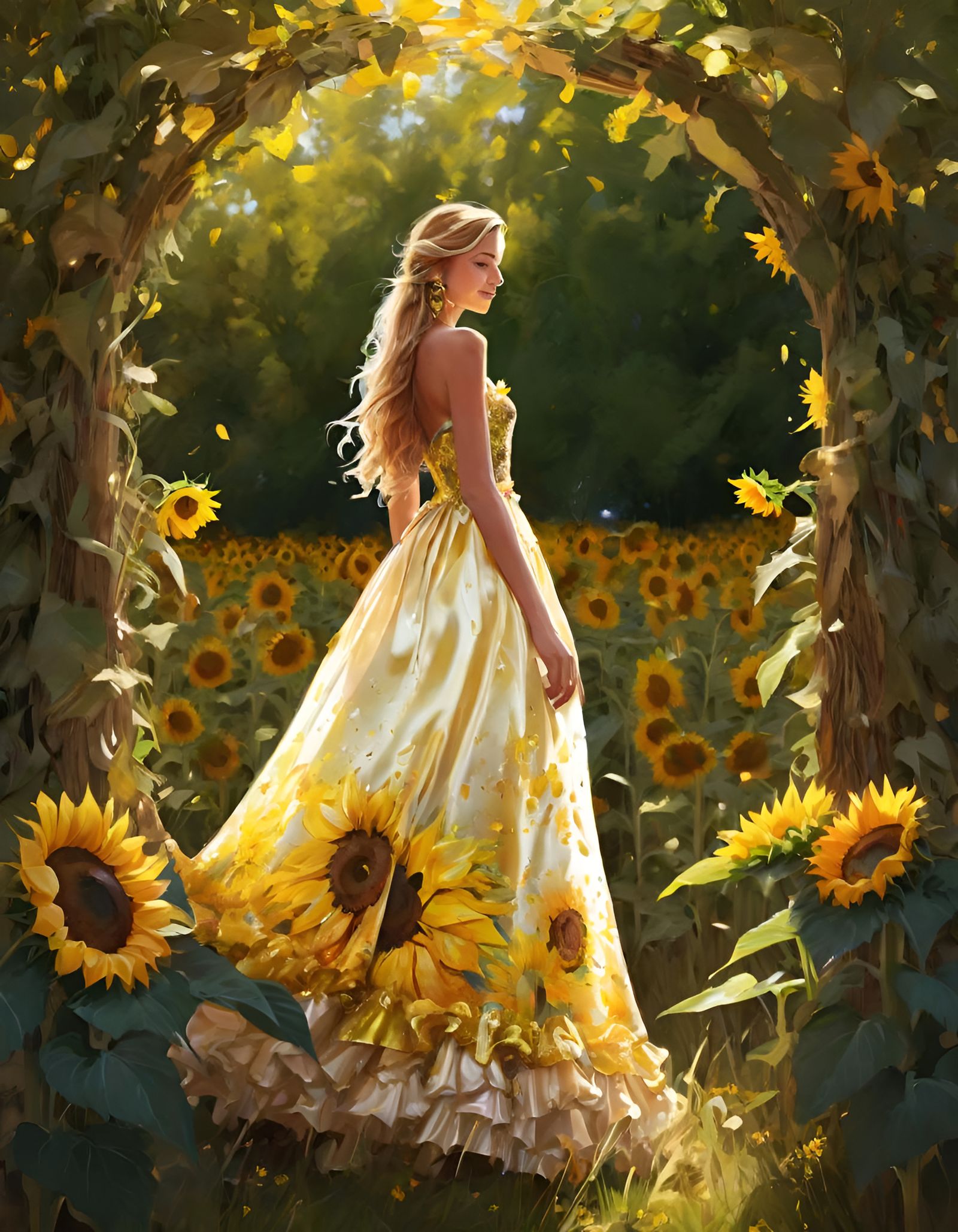 Sunflower Lady in Painterly Speedpaint Style