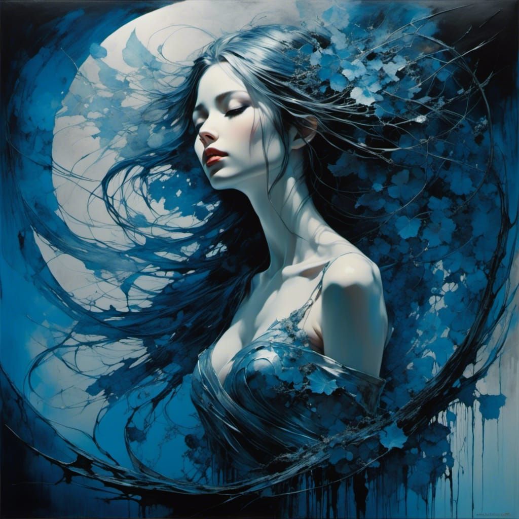 Gothic Fairy by Magic Lake as Oil Painting