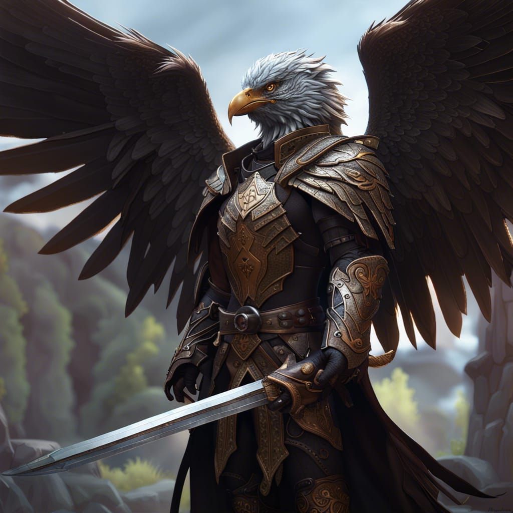 Aarakocra Warlock in Dark Fantasy Style