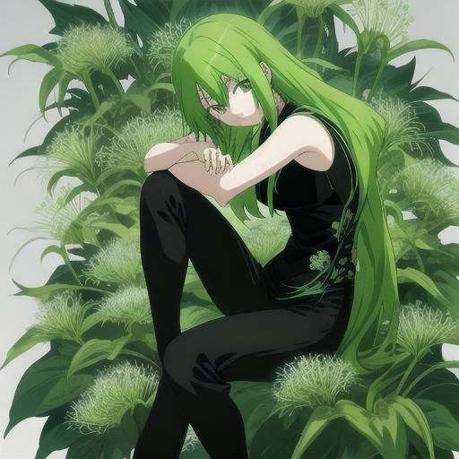 Anime Woman in Spider Lily Garden