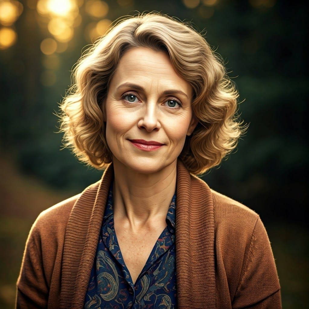 Portrait of a Wise Woman in Earth Tones