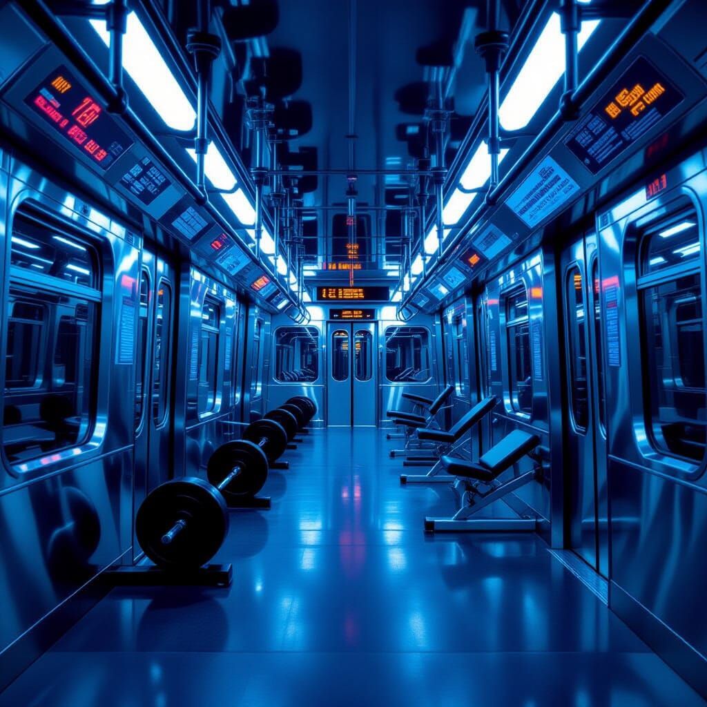 Futuristic Metro Gym with Neon Lights