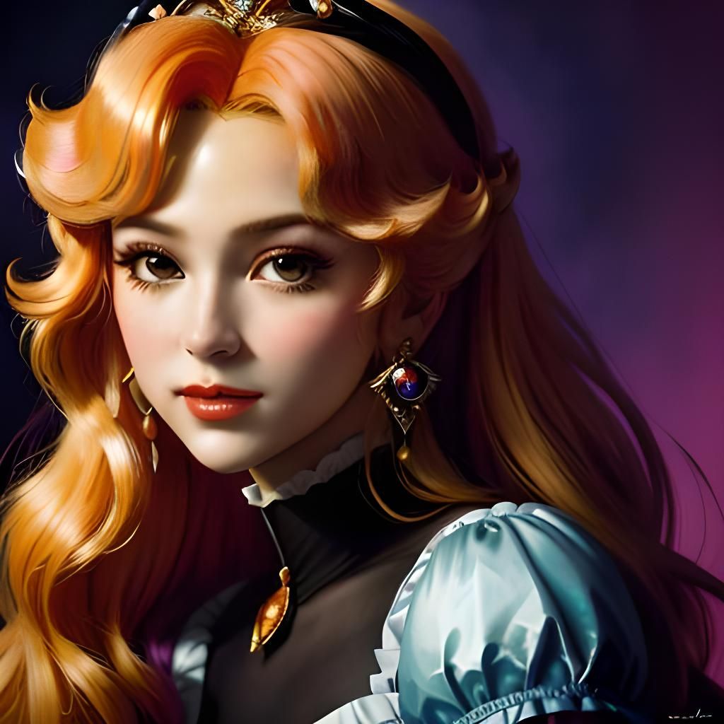 Enchanting Princess Peach Portrait in Noir Style