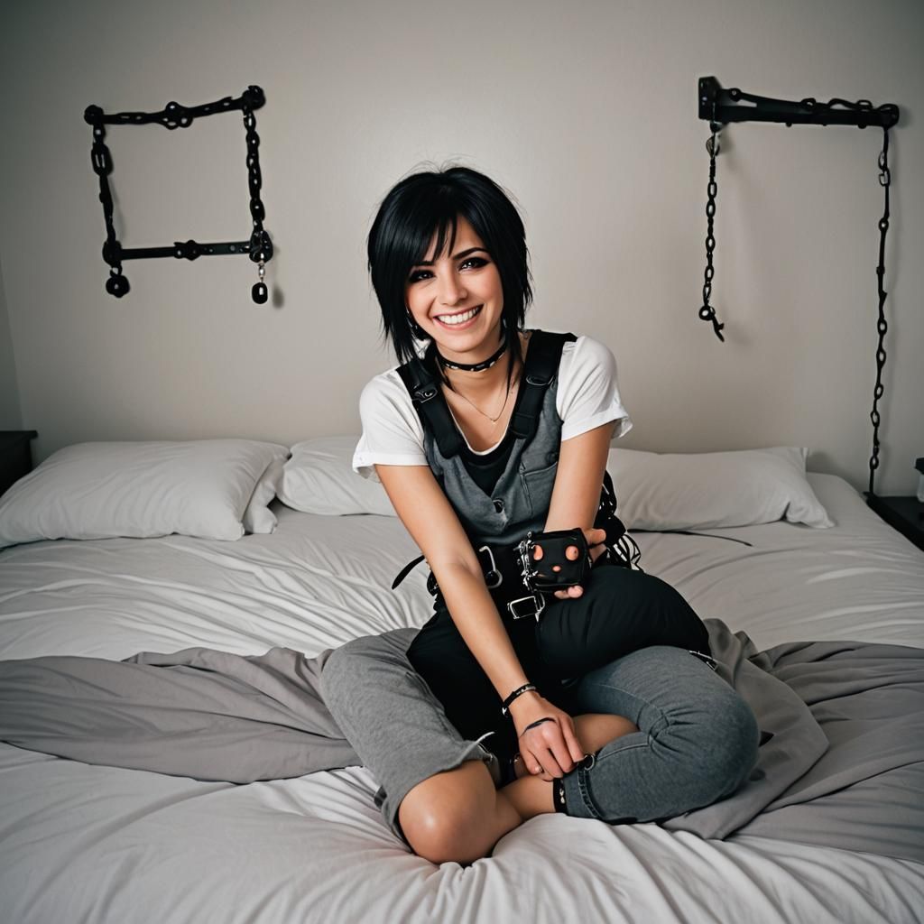 Emo Woman Handcuffed to Bed: A Study in Beauty