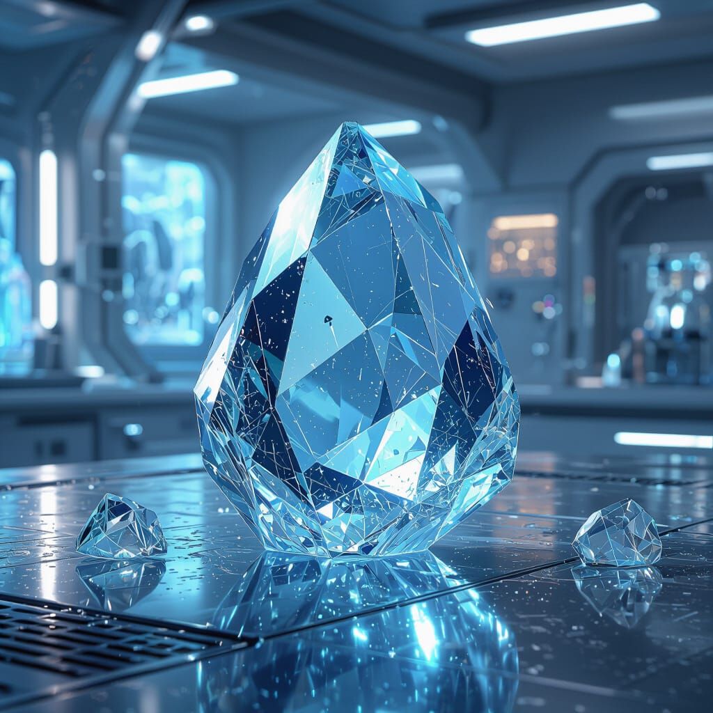 Futuristic Icy Metal Element in High-Tech Lab