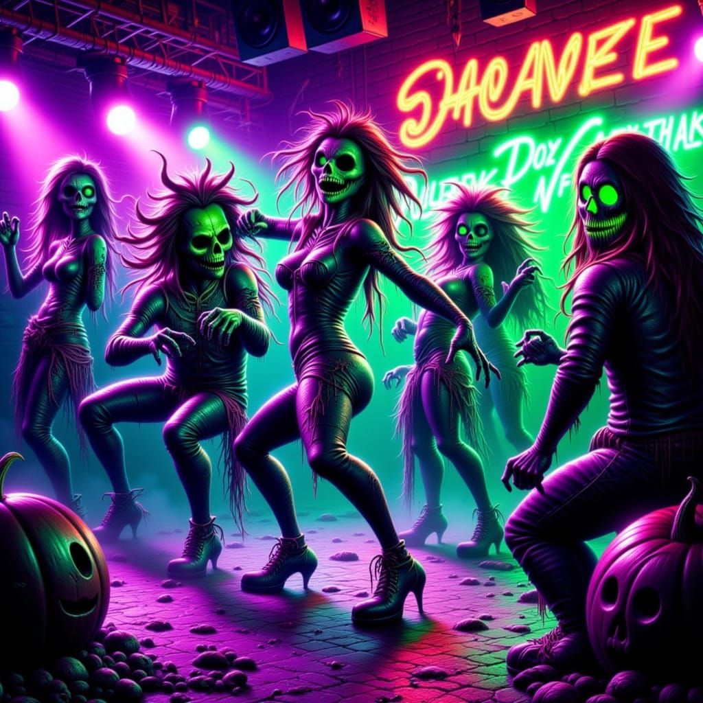 Zombie Prom Dance-Off in Graphic Novel Style