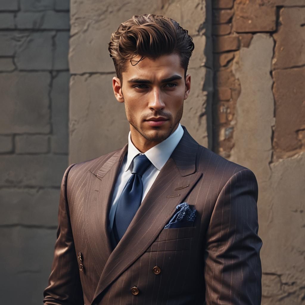 Dapper Sportsman in Pinstripes, Digital Art