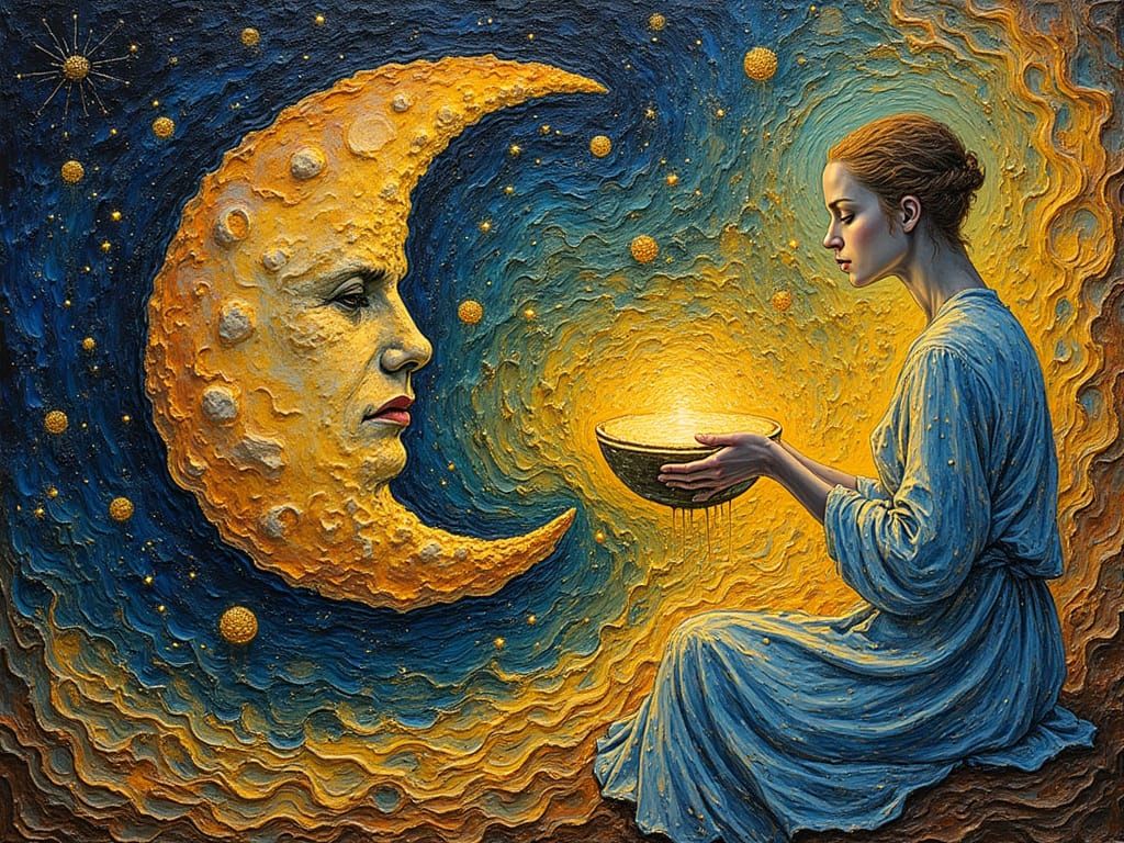 Cosmic Figure in Starry Void, Van Gogh Style