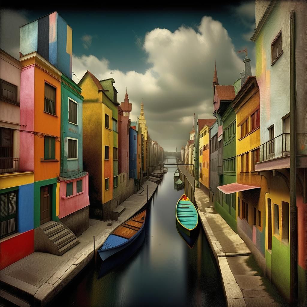 Polychromatic Cityscape: Hyperrealistic Matte Painting