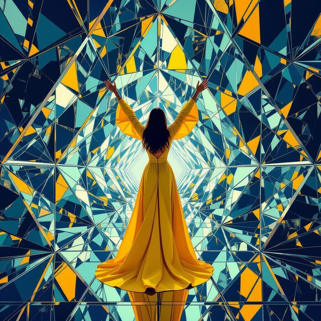 Kaleidoscopic Mirror Maze in 3D Art Style