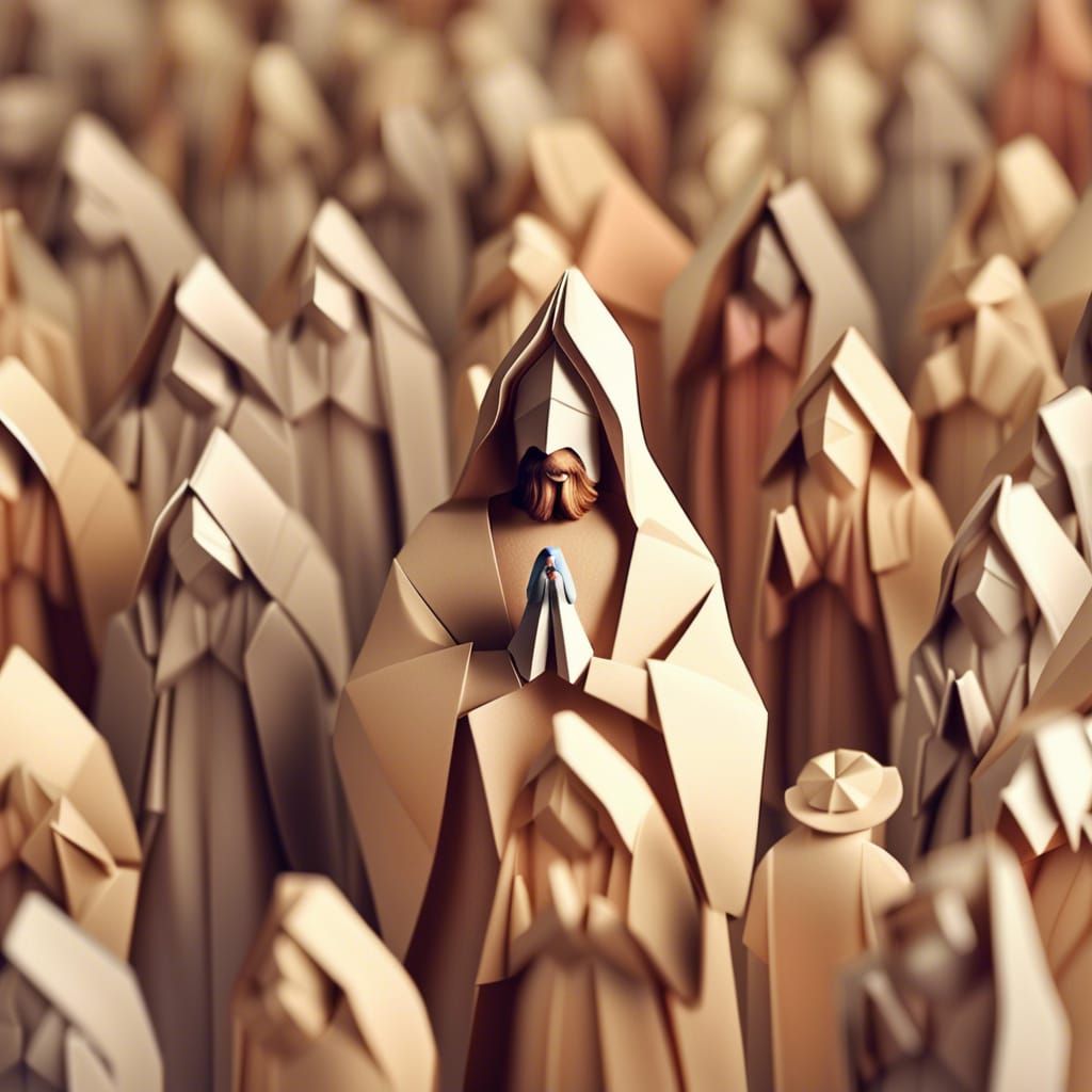 Jesus Praying: Origami Papercraft Style