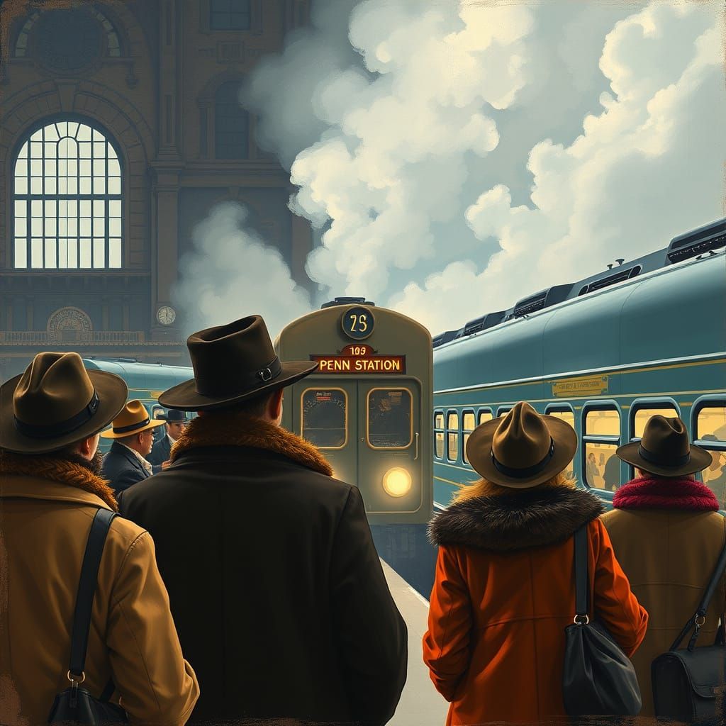 Vintage Train Arrival at Penn Station