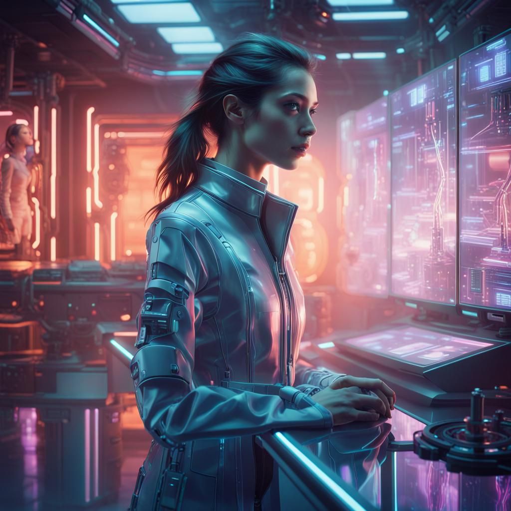 Sci-Fi Lab with Holographic Displays in 8k