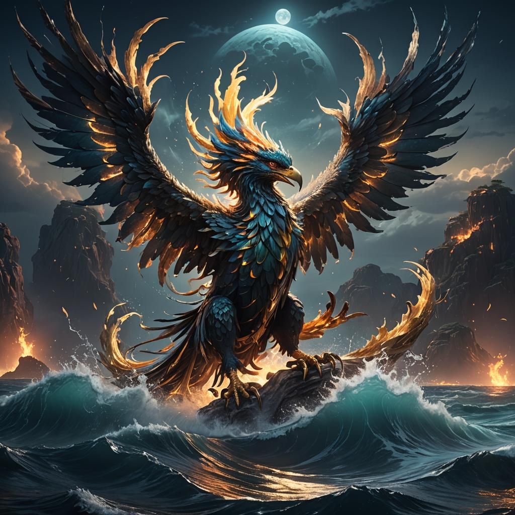 Water Phoenix Rising: Fantasy Concept Art