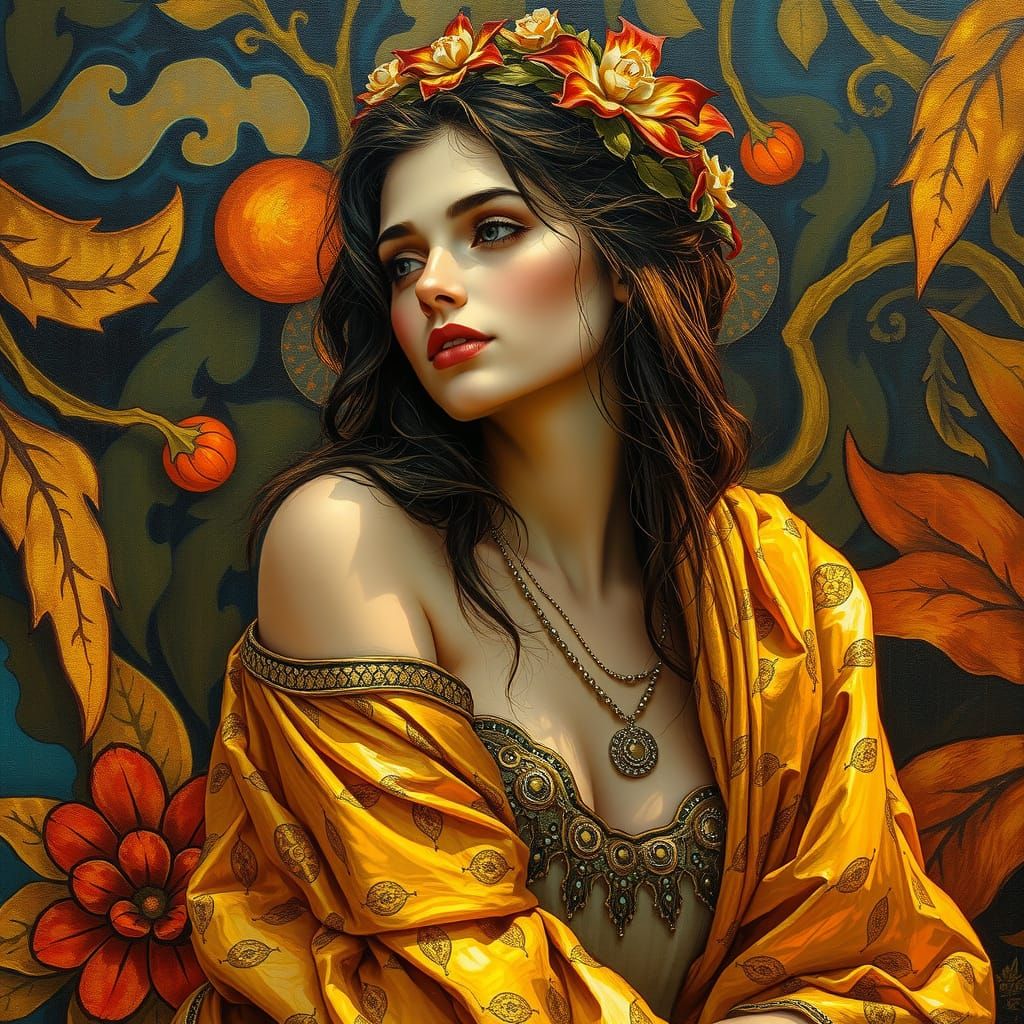 Bohemian Woman in Luminous Impasto Oil Painting