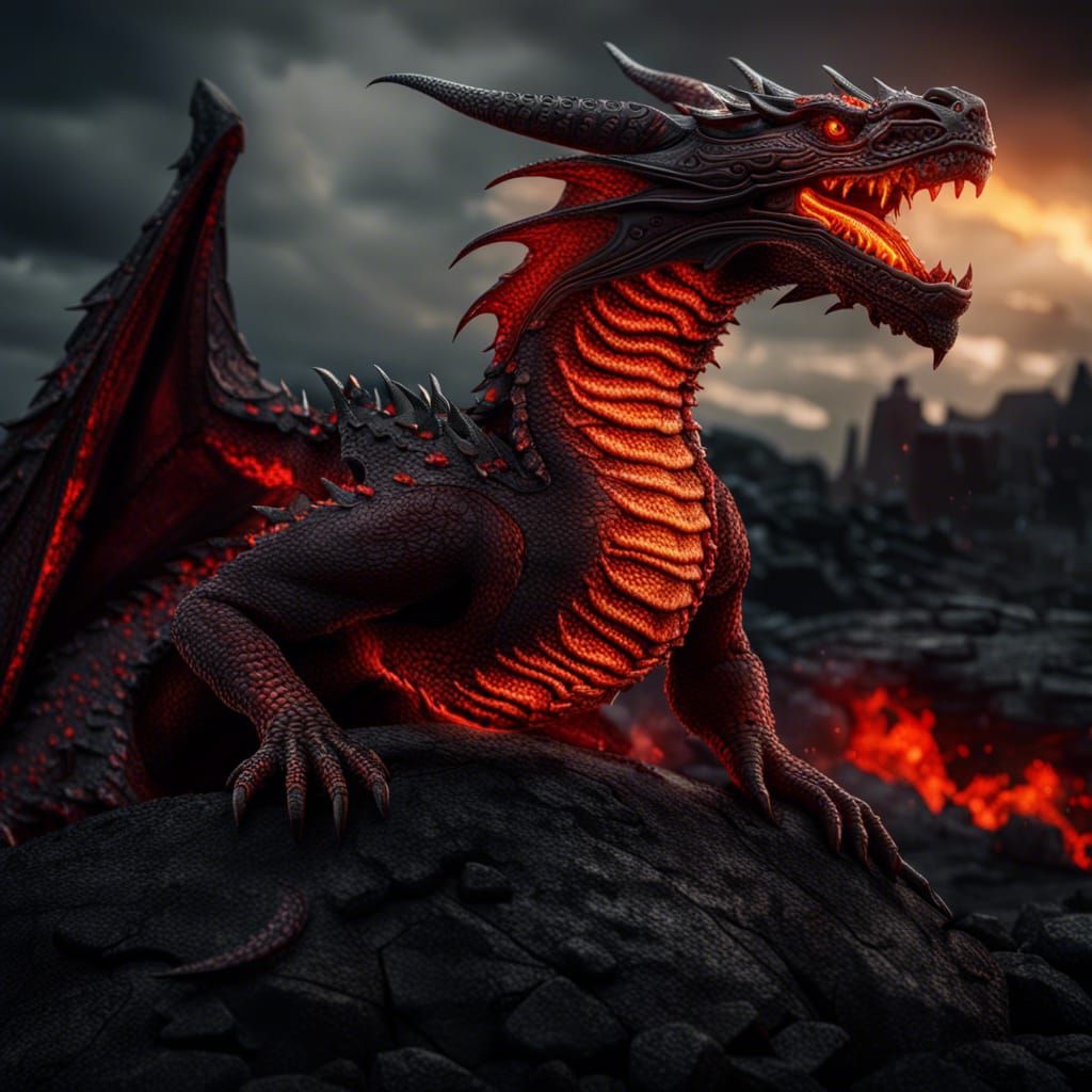 Hyperrealistic Lava Dragon in Cinematic Lighting