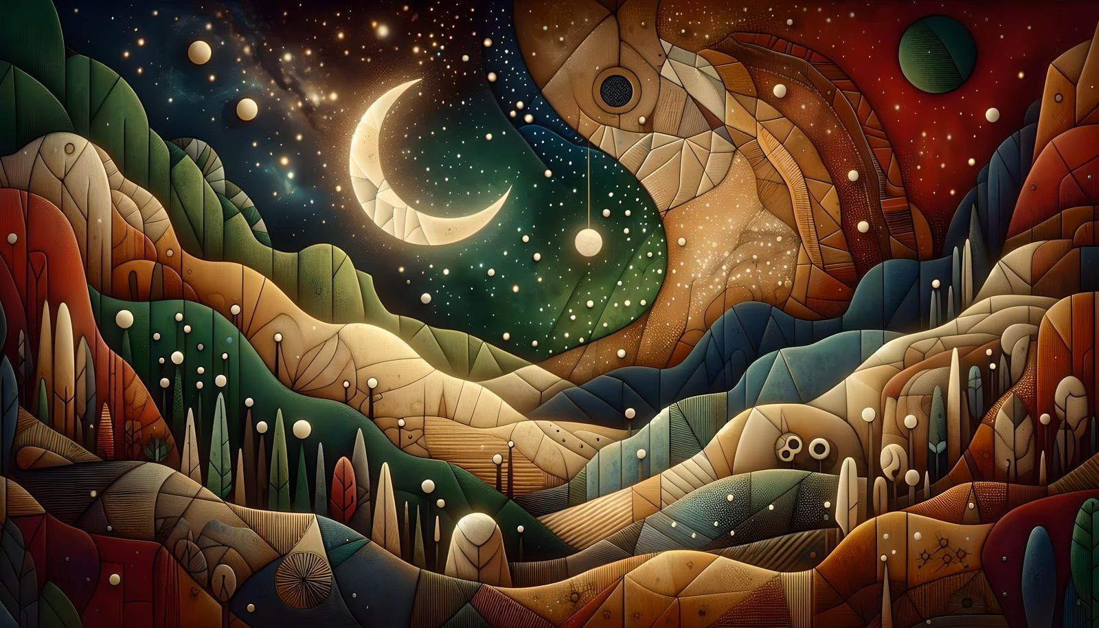 Sentient Spaceship in Luminous Night Sky: Edo-Inspired Art