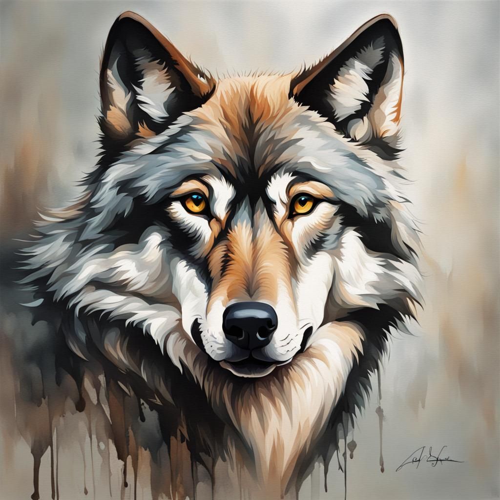 Majestic Wolf Portrait Painting