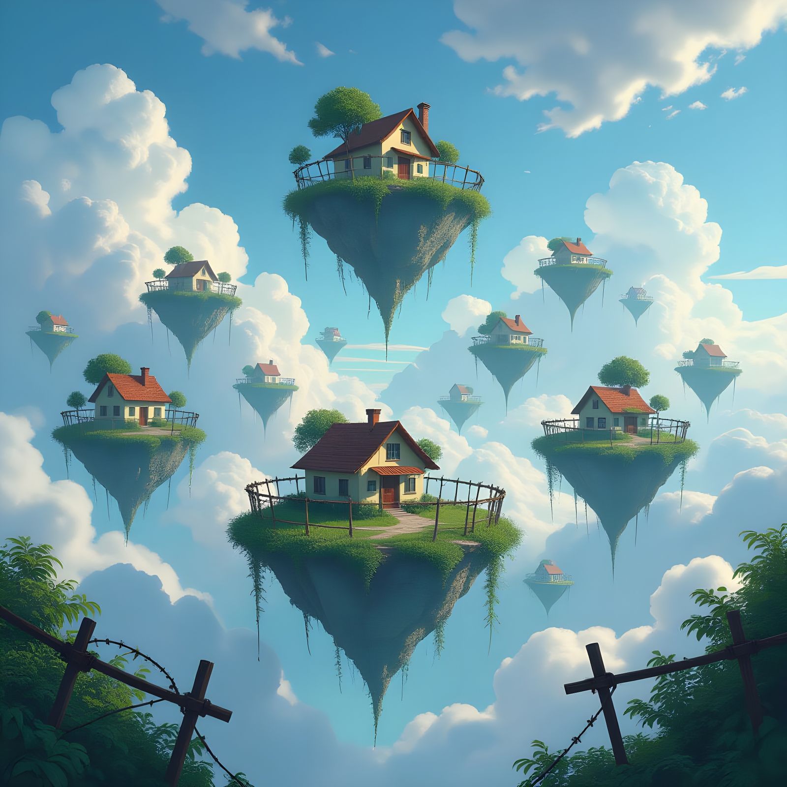 Floating Islands Prison: A Sky-High Fantasy Landscape