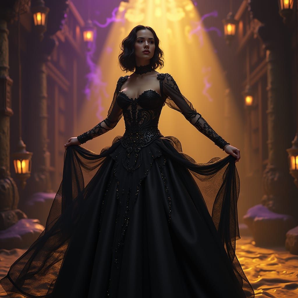 Dark Fantasy Dua Lipa in Lavish Art Nouveau Ensemble