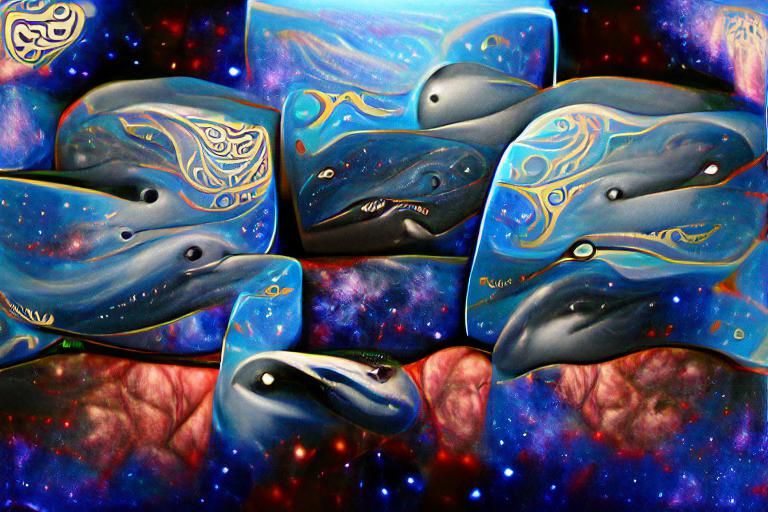 Cosmic Whales Gliding Through Space: Fantasy Art