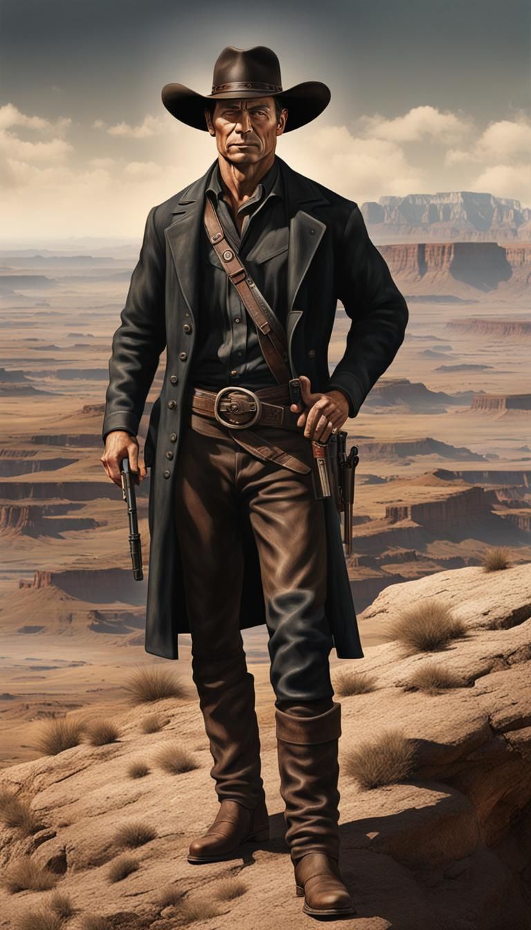 Lone Western Hero Portrait in Photorealistic Style