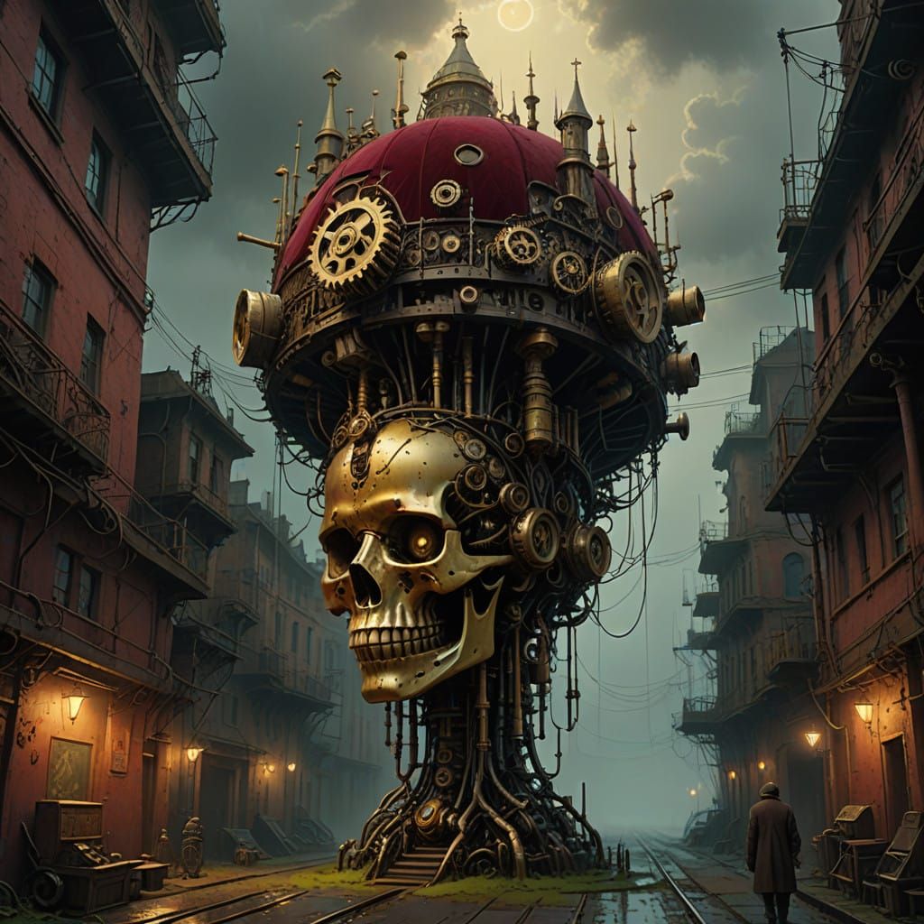 Golden Crown on Velvet Pillow in Steampunk Whimsy