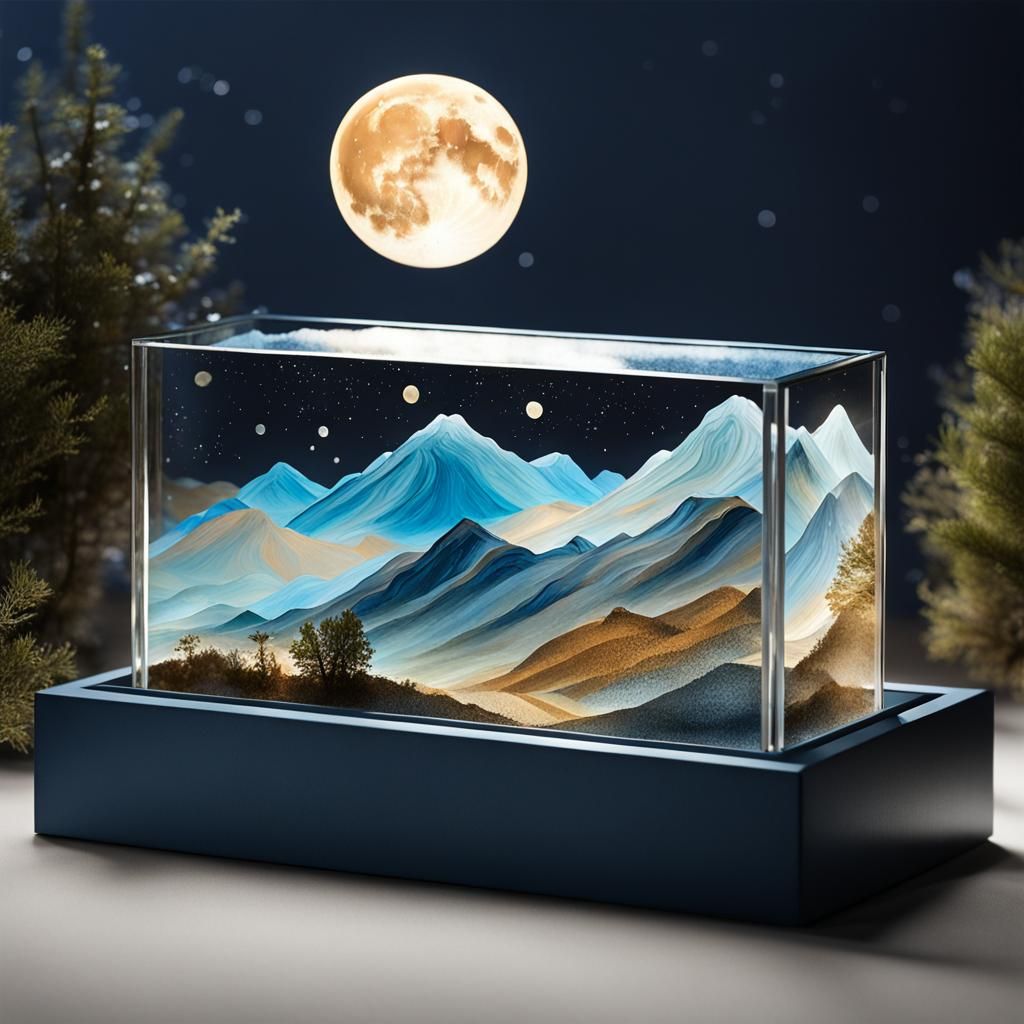 Moonscape in a Glass Box: Splash Art Fusion