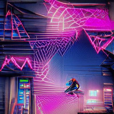 Spider-Man in Synthwave Neon Retro Style
