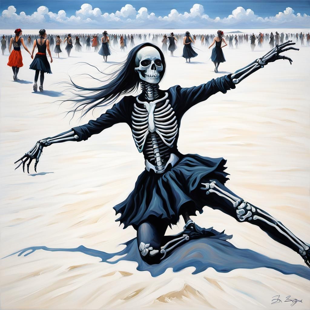 Goth Dancer at a Rave, Oil Painting