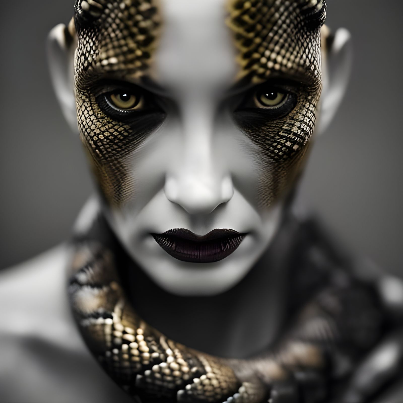 Terrifying Snake Woman with Piercing Eyes