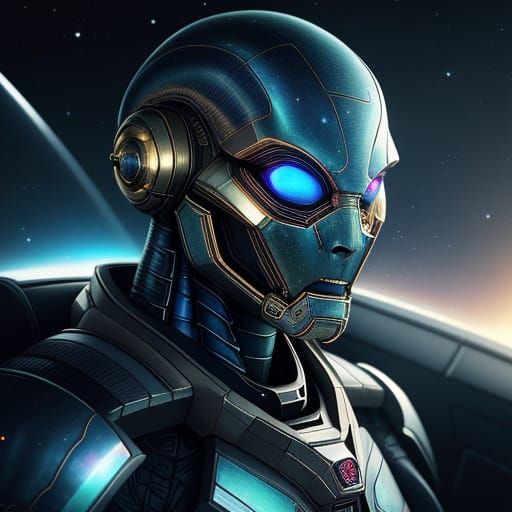 Armored Alien Commander in Rembrandt Style