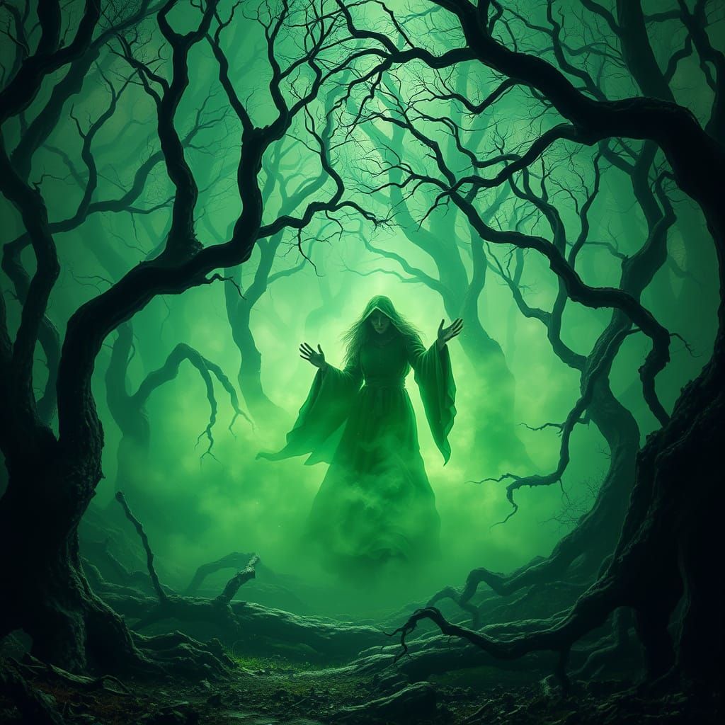 Mystical Green Witch Emerges from Primeval Forest in Cinemat...