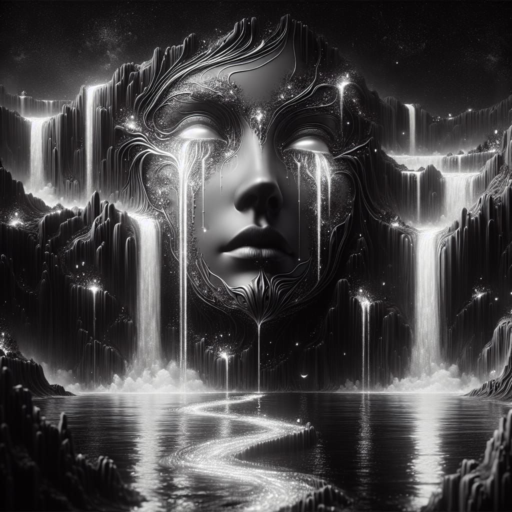 Silver Tears Cascade: A Fantasy Concept Art Piece