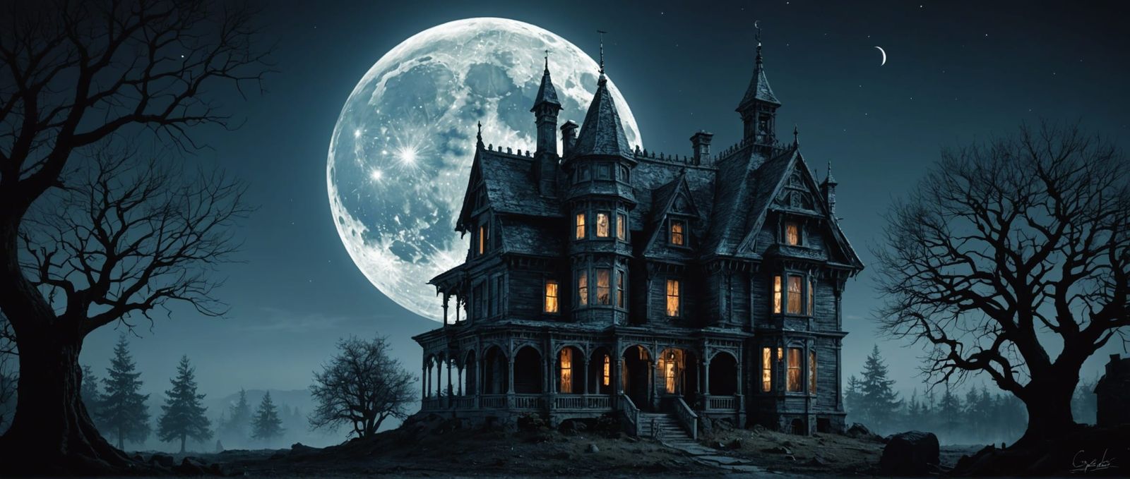 Sinister House on the Moon, Cosmic Horror Art