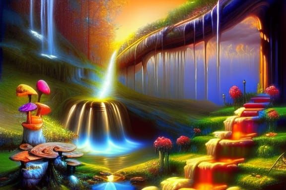 Enchanted Stairway in a Surrealist Landscape