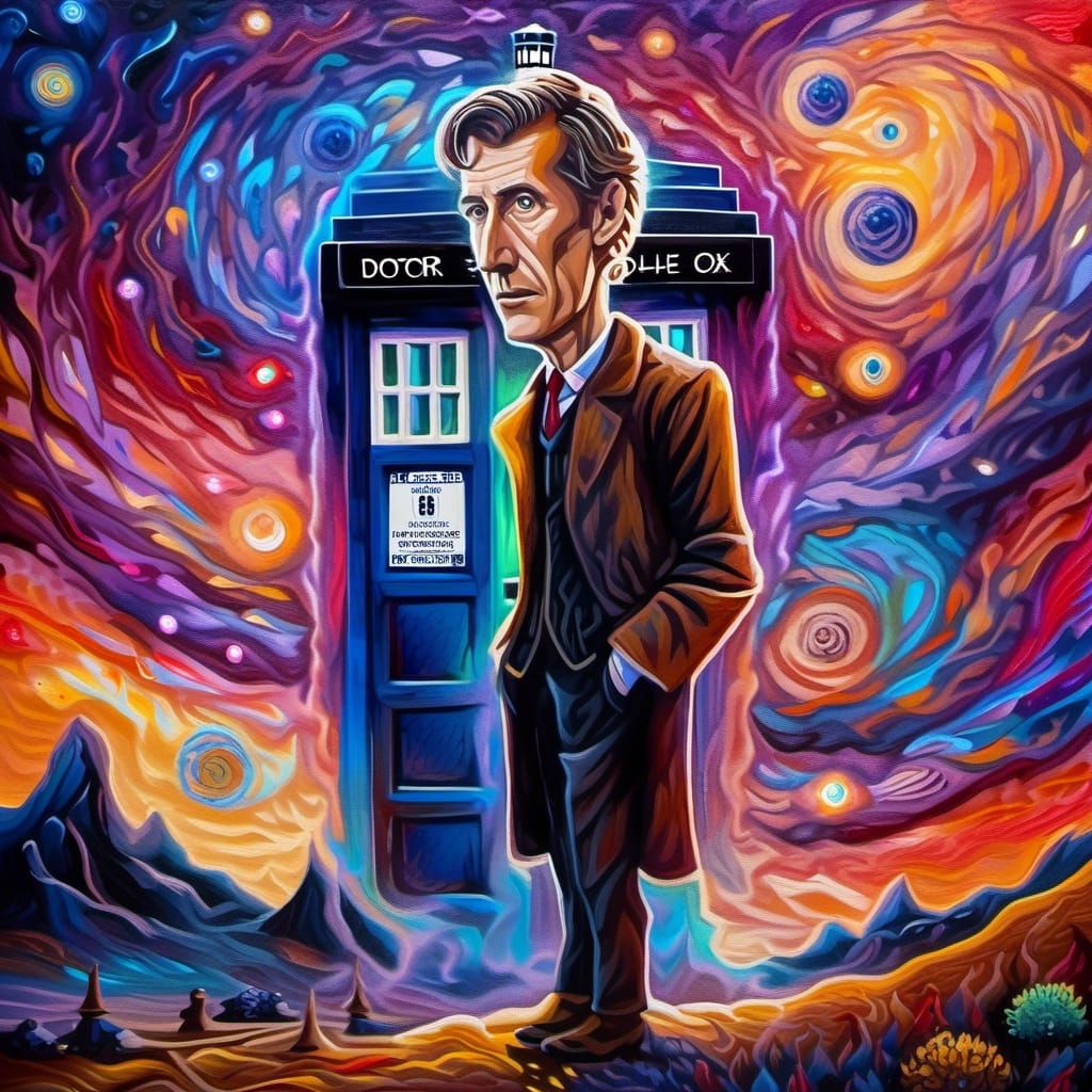 Doctor Who Psychedelic Time Vortex in Impasto Style